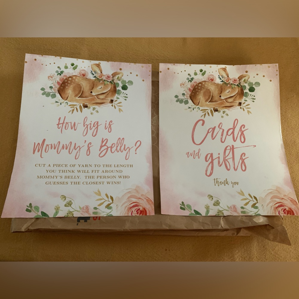 Deer Baby Girl Shower Game Cards and Printouts